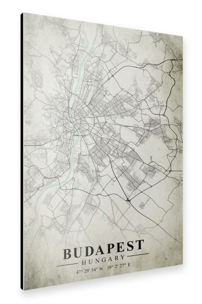 Alu-Dibond "Budapest Vintage CityMap" 30x20 cm artboxONE