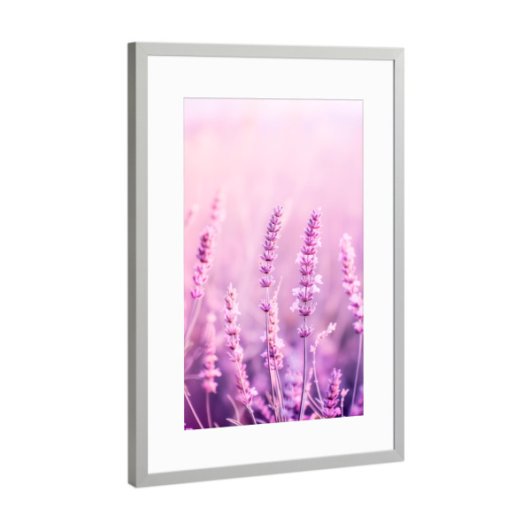 Poster mit Rahmen Silber "Lavendel Kunst" artboxONE - Floral,Liebe,Ultraviolet