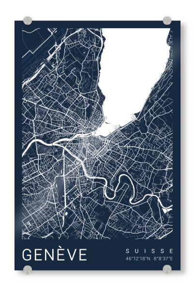 Acrylglasbild "Genf Citymap" artboxONE - Städte,Kartografie
