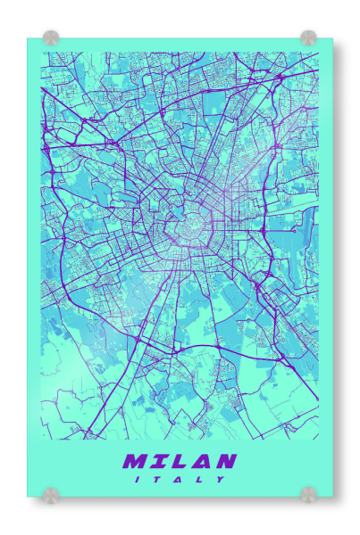 Acrylglasbild "Milan CityMap" artboxONE - Städte / Mailand,Kartografie