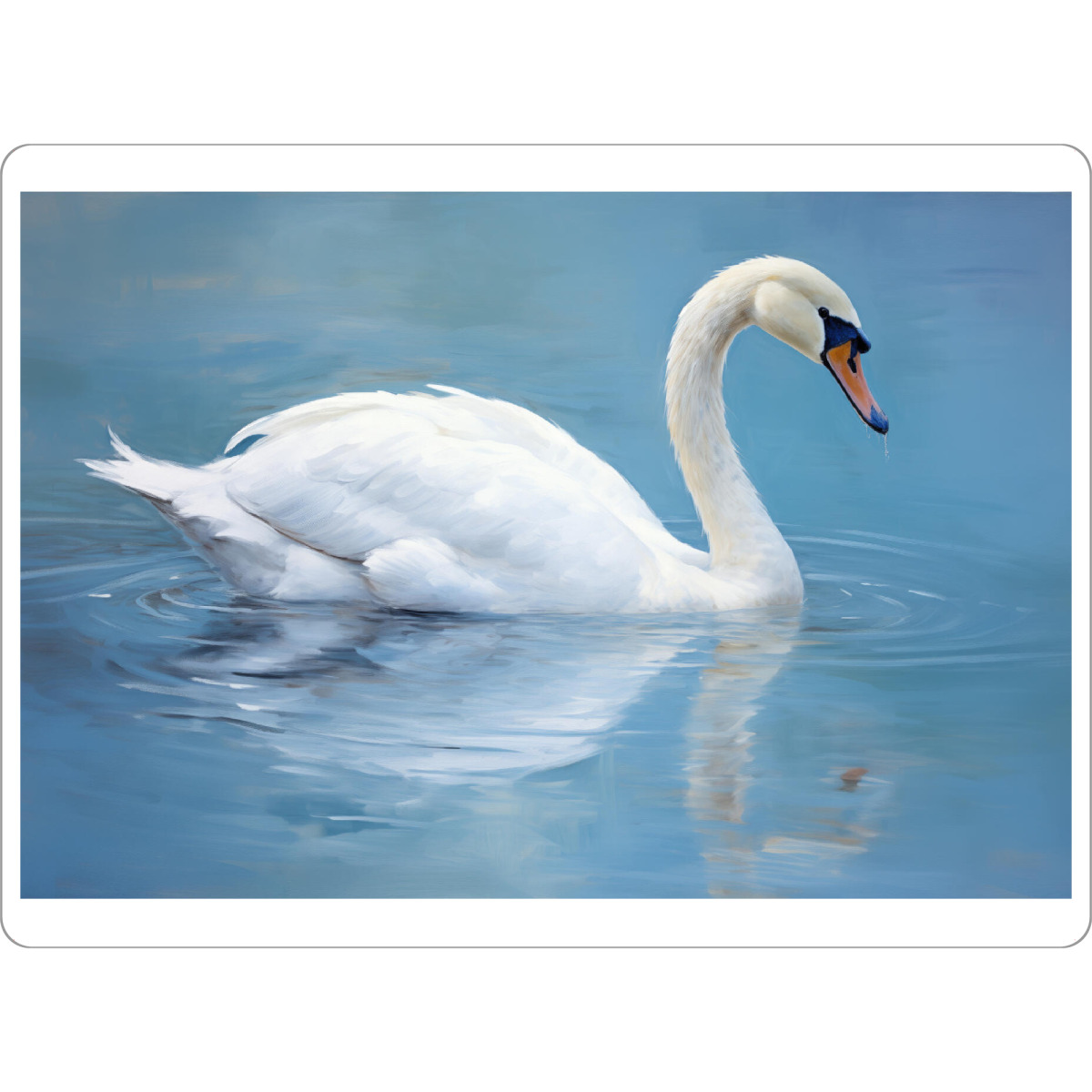 Tischset "Gemalter Schwan auf Blau" artboxONE - Natur,Tiere - Tier,Kunst,Vogel,Blau,Leinwand,Impressionistisch,Natur,öl,Farbe,Gemälde,Schwan