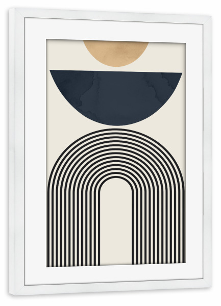 Poster mit Rahmen weiß "Circles and lines H" artboxONE - Abstrakt,Geometrie