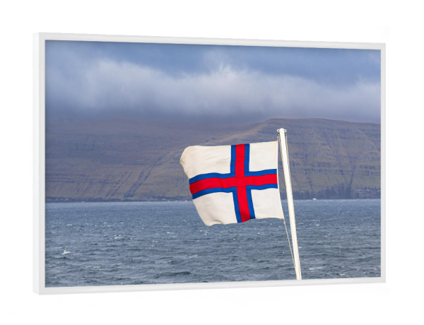 Poster mit weißem Rahmen "Flagge der Färöer Inseln" artboxONE - Natur,Reise,Reise / Strand und Meer,Reise / Länder