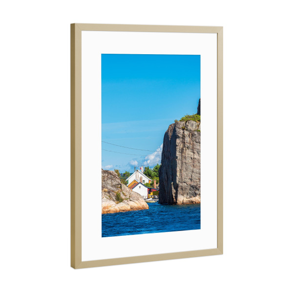 Poster mit Rahmen Gold "Blick auf den Olavsund" artboxONE - Natur,Reise,Architektur,Reise / Strand und Meer,Reise / Länder