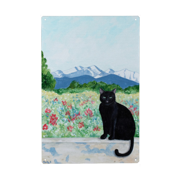 Metall Poster "Katze und Berg" artboxONE - Floral,Tiere