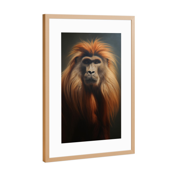 Poster mit Rahmen Kupfer "Gelada-Affe" artboxONE - Natur,Tiere - Tier,Affe,Kunst,Leinwand,Gelada,Säugetier,Affe,öl,Gemälde,Porträt