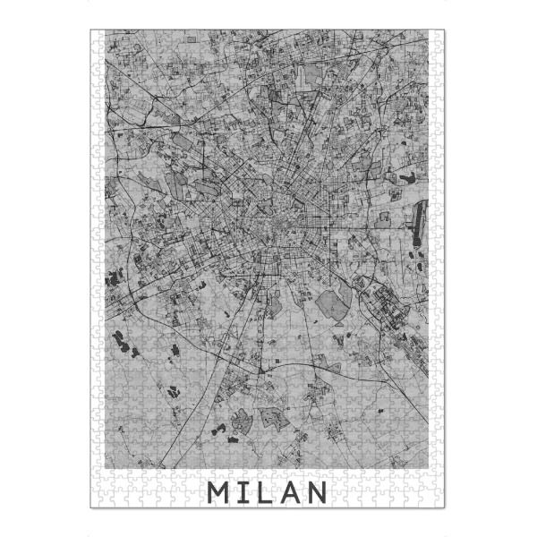 Puzzle Ravensburger "Mailand Bleistift Map" artboxONE - Schwarzweiß,Städte / Mailand,Kartografie