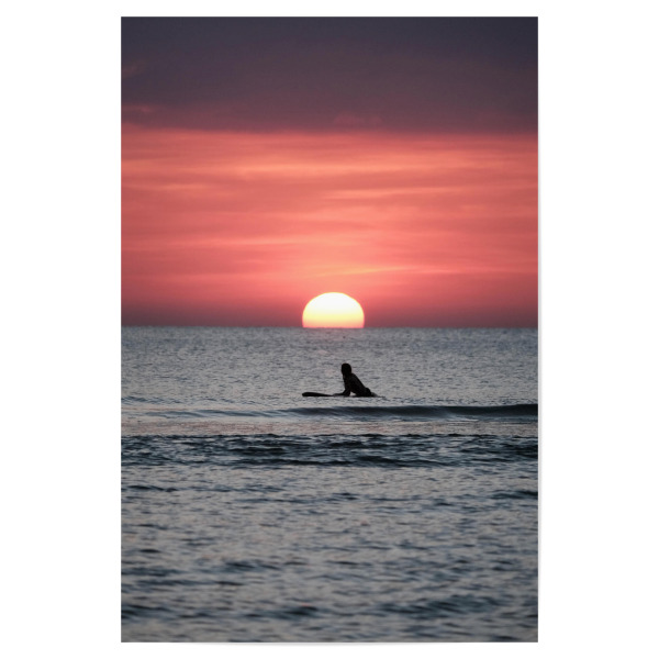 Poster "Surfen am Strand" artboxONE - Natur,Reise,Film,Reise / Strand und Meer,Sport - Surfen,Strand,Sonnenuntergang,Himmel,Vanillehimmel
