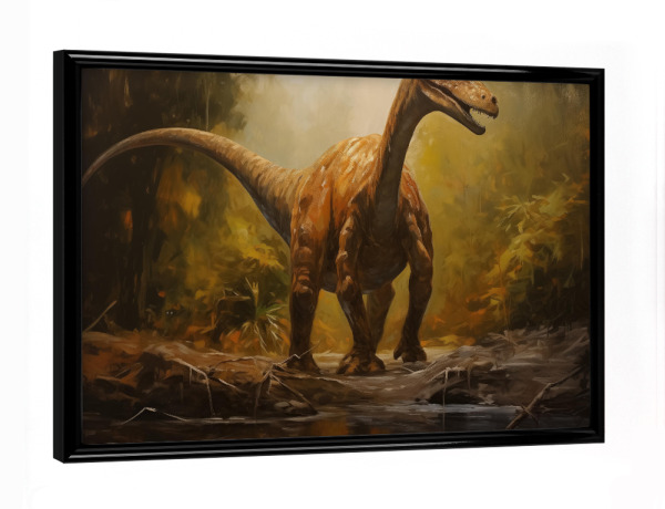 Poster mit schwarzem Rahmen "Brachiosaurus-Gemälde" artboxONE - Natur,Tiere - Kunst,Groß,Brachiosaurus,Leinwand,Dino,Dinosaurier,öl,Farbe,Gemälde,Rex