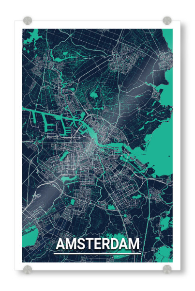 Acrylglasbild "Amsterdam CityMap" artboxONE - Städte / Amsterdam,Kartografie