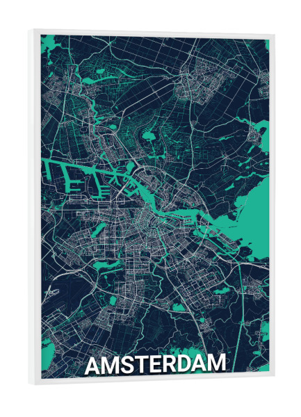 Poster mit weißem Rahmen "Amsterdam CityMap" artboxONE - Städte / Amsterdam,Kartografie