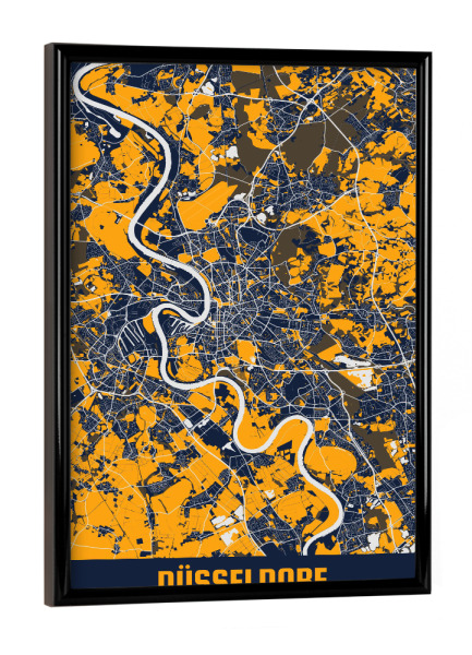 Poster mit schwarzem Rahmen "Düsseldorfer City Map" artboxONE - Städte / Düsseldorf,Kartografie