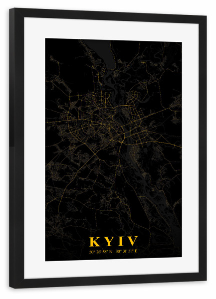 Poster mit Rahmen schwarz "CityMap von Kiew" artboxONE - Städte / Weitere,Kartografie