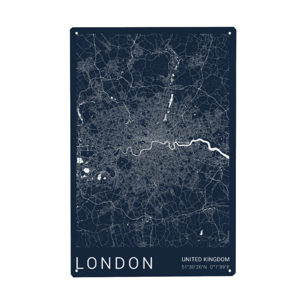 Holzbild "London als Stadtplan" artboxONE - Städte / London,Kartografie