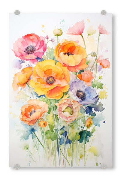 Acrylglasbild "Aquarell - Blumenstrauß" artboxONE - Floral