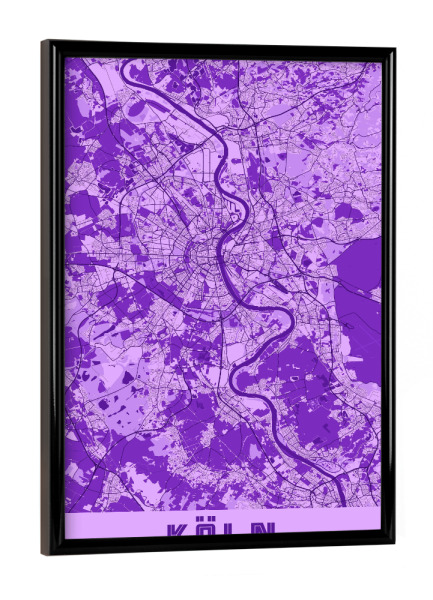 Poster mit schwarzem Rahmen "Stadt Köln" artboxONE - Städte / Köln,Kartografie