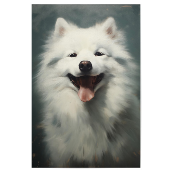 Poster "Samojede-Hund" artboxONE - Natur,Tiere - Tier,Kunst,Leinwand,Hund,Glücklich,Impressionistisch,Natur,öl,Gemälde,Samojede,Lächelnd,Tierwelt