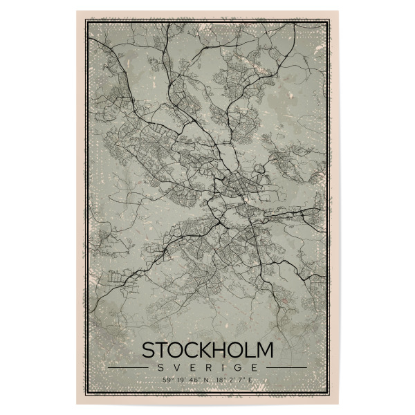 Poster "Stockholm Vintage Karte" artboxONE - Städte / Stockholm,Kartografie