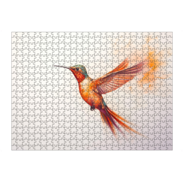 Puzzle Ravensburger "Kolibri auf Weiß" artboxONE - Natur,Tiere - Tier,Kunst,Vogel,Leinwand,Impressionistisch,Natur,öl,Farbe,Gemälde,Kolibri