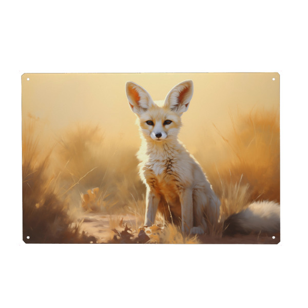 Metall Poster "Wüstenfuchs" artboxONE - Natur,Tiere - Tier,Kunst,Leinwand,Wüste,Fennekfuchs,Fuchs,Natur,öl,Farbe,Gemälde,Porträt,Wild,Tierwelt