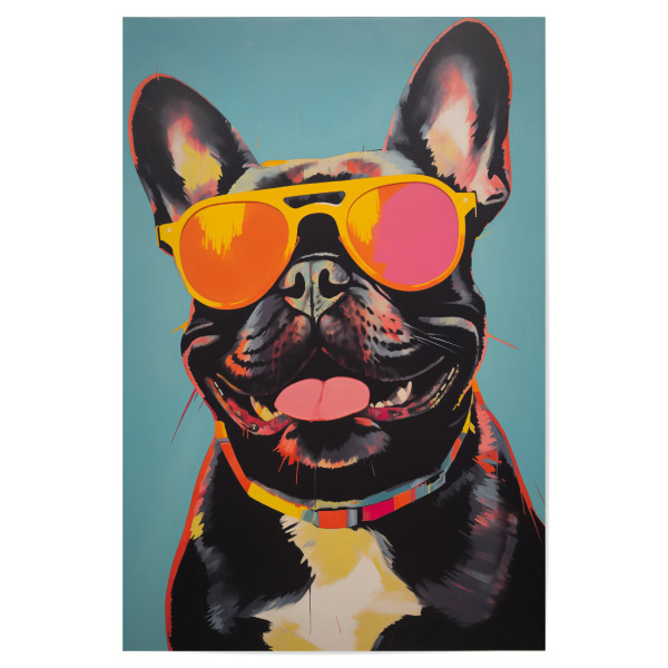 Poster "Funky lächelnde Bulldogge" artboxONE - Tiere,Streetart,Lustig