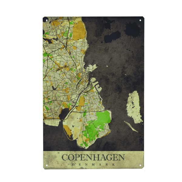 Holzbild "Kopenhagen Vintage City Map" artboxONE - Städte / København,Kartografie
