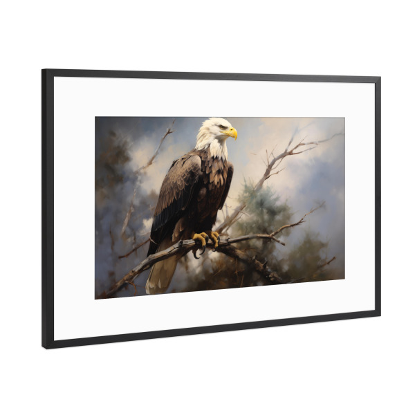 Poster mit Rahmen Schwarz (Metallic) "Amerikanischer Adler" artboxONE - Natur,Tiere