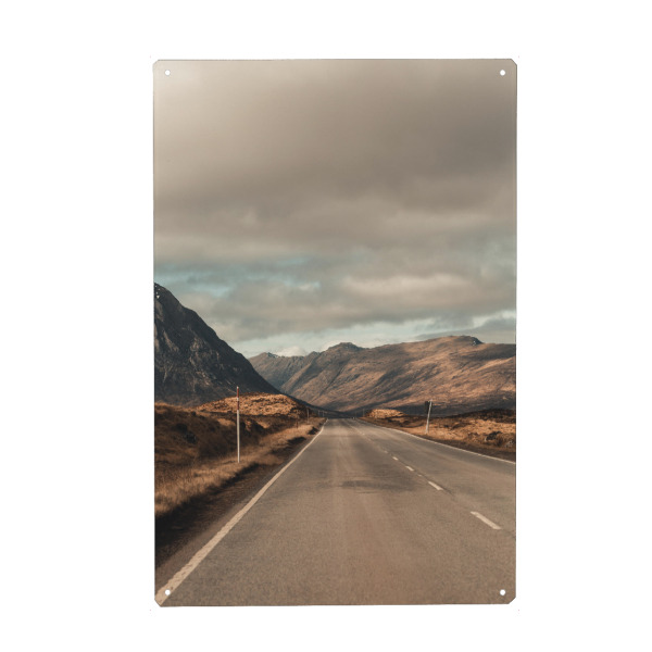 Holzbild "The road to the mountains" artboxONE - Natur,Reise,Reise / Länder - Scotland,Schottland,Scottish highlands,Highlands,Road