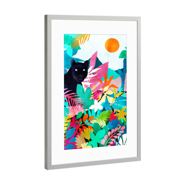 Poster mit Rahmen Silber "Der schwarze Panther" artboxONE - Floral,Tiere