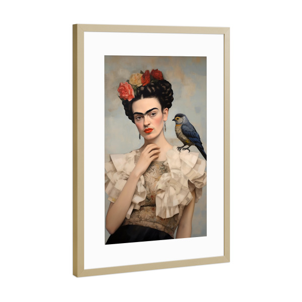 Poster mit Rahmen Gold "Frida Fashion Style" artboxONE - Floral,Menschen,Fashion