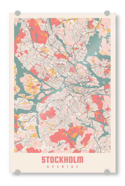 Acrylglasbild "City Map Stockholm" artboxONE - Städte / Stockholm,Kartografie