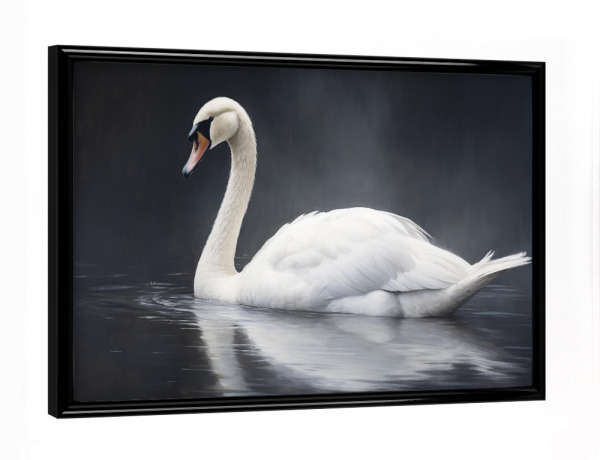 Poster mit schwarzem Rahmen "Bemalter Schwan auf Schwarz" artboxONE - Natur,Tiere - Tier,Kunst,Vogel,Impressionistisch,Natur,öl,Farbe,Gemälde,Schwan