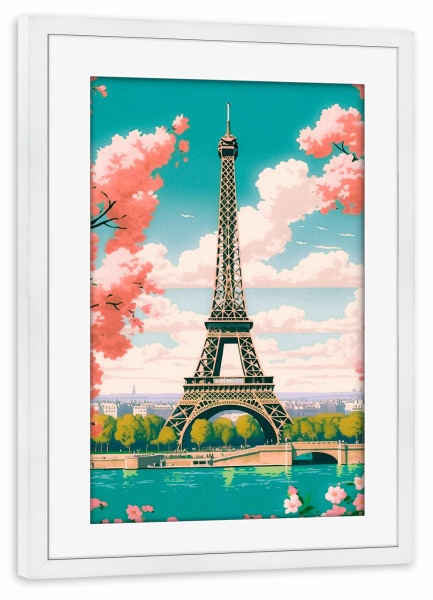Poster mit Rahmen weiß "Willkommen in Paris" artboxONE - Reise,Architektur,Städte / Paris,Liebe