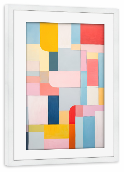Poster mit Rahmen weiß "Dynamic abstract bold shapes" artboxONE - Abstrakt,Geometrie