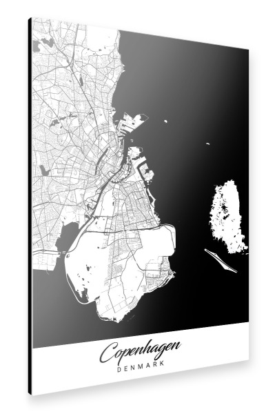 Alu-Dibond "Kopenhagen City Map" 30x20 cm artboxONE