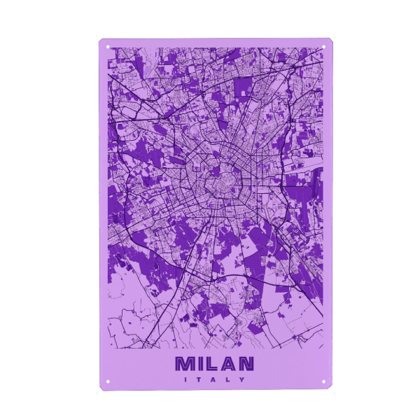 Metall Poster "City Map von Milan" artboxONE - Städte / Mailand,Kartografie
