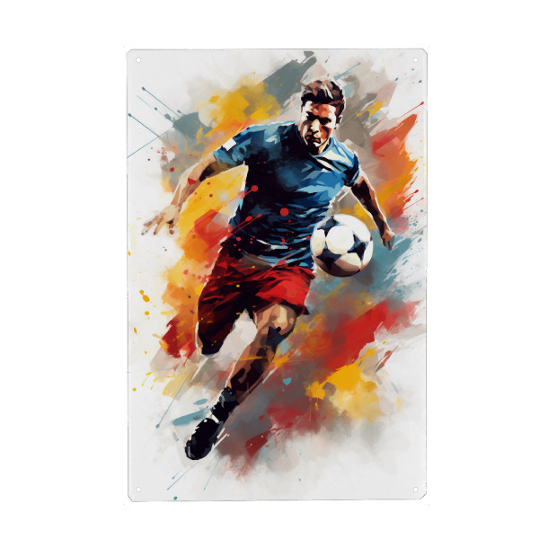 Holzbild "Football Watercolor 13 (matart)" artboxONE - Sport,Sport / Fußball - Fußball,Fußballspieler,Spieler,Ball,Mannschaft,Sport,Bunt,Aquarell