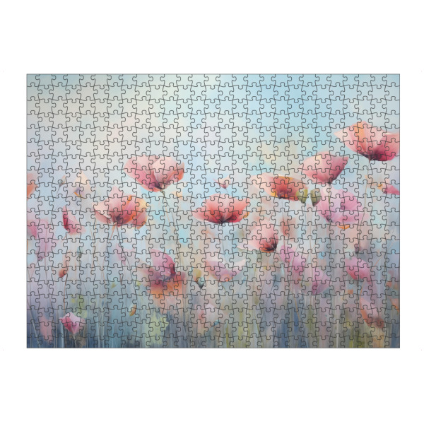 artboxONE Puzzle "Rosa Mohnblumen auf Hellblau" artboxONE - Natur,Floral