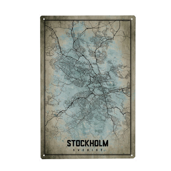 Holzbild "Stockholm Vintage" artboxONE - Städte / Stockholm,Kartografie