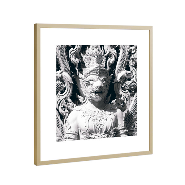 Poster mit Rahmen Gold "Thailändischer Affenkrieger" artboxONE - Reise,Schwarzweiß,Architektur,Reise / Asien,Reise / Länder