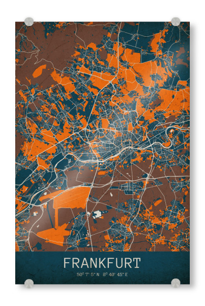 Acrylglasbild "Frankfurt Vintage Stadt Map" artboxONE - Städte / Frankfurt,Kartografie