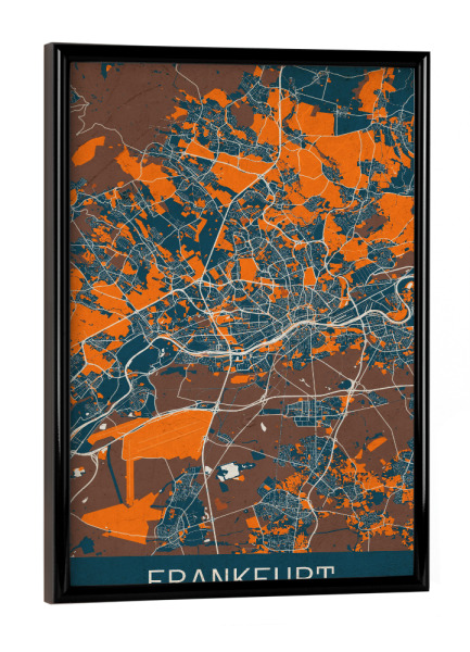 Poster mit schwarzem Rahmen "Frankfurt Vintage Stadt Map" artboxONE - Städte / Frankfurt,Kartografie