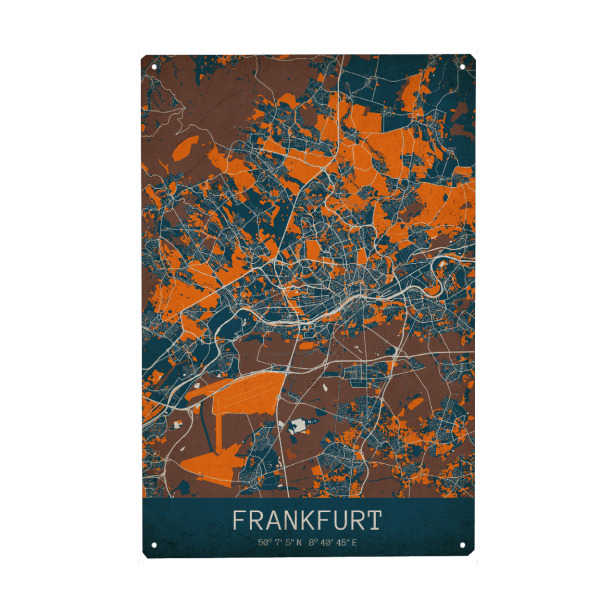 Holzbild "Frankfurt Vintage Stadt Map" artboxONE - Städte / Frankfurt,Kartografie