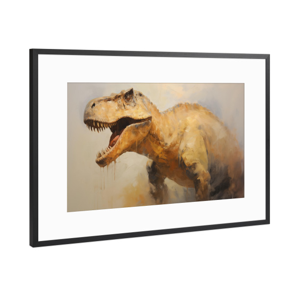 Poster mit Rahmen Schwarz (Metallic) "Maiasaura" artboxONE - Natur,Tiere - Kunst,Dino,Dinosaurier,Maiasaura,öl,Farbe,Gemälde,Rex