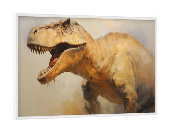 Poster mit weißem Rahmen "Maiasaura" artboxONE - Natur,Tiere - Kunst,Dino,Dinosaurier,Maiasaura,öl,Farbe,Gemälde,Rex