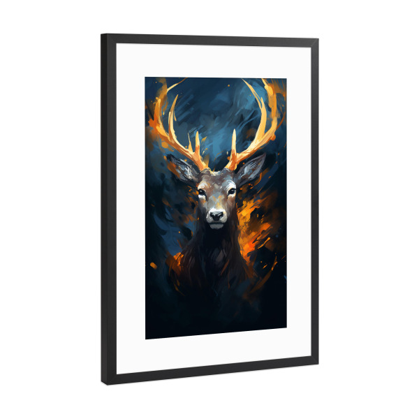 Poster mit Rahmen Schwarz (Metallic) "Deer Fantasy (matart)" artboxONE - Tiere - Hirsch,Hirsch,Tier,Tiere,Geweih,Wild,Natur,Abstrakt,Fantasie
