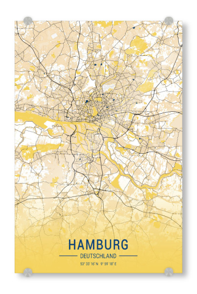 Acrylglasbild "Hamburger City" artboxONE - Städte / Hamburg,Kartografie