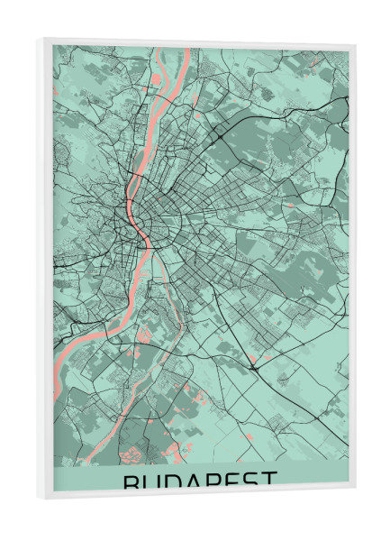 Poster mit weißem Rahmen "Stadt Budapest Ungarn" artboxONE - Städte / Budapest,Kartografie