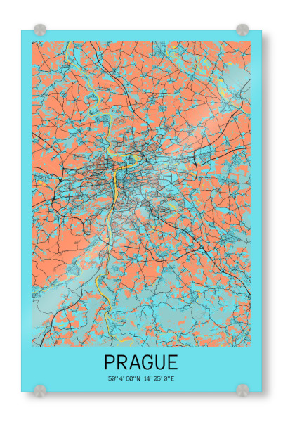 Acrylglasbild "City Map von Prag" artboxONE - Städte / Prag,Kartografie