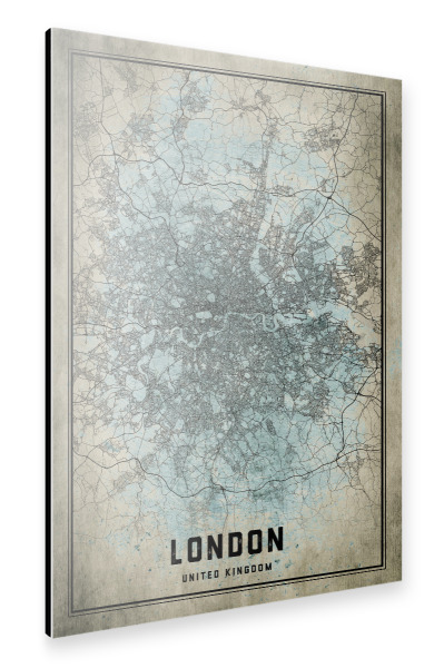 Alu-Dibond "London Vintage Karte" 30x20 cm artboxONE